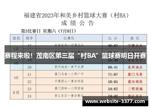 赛程来啦！茂南区第三届“村BA”篮球赛明日开赛